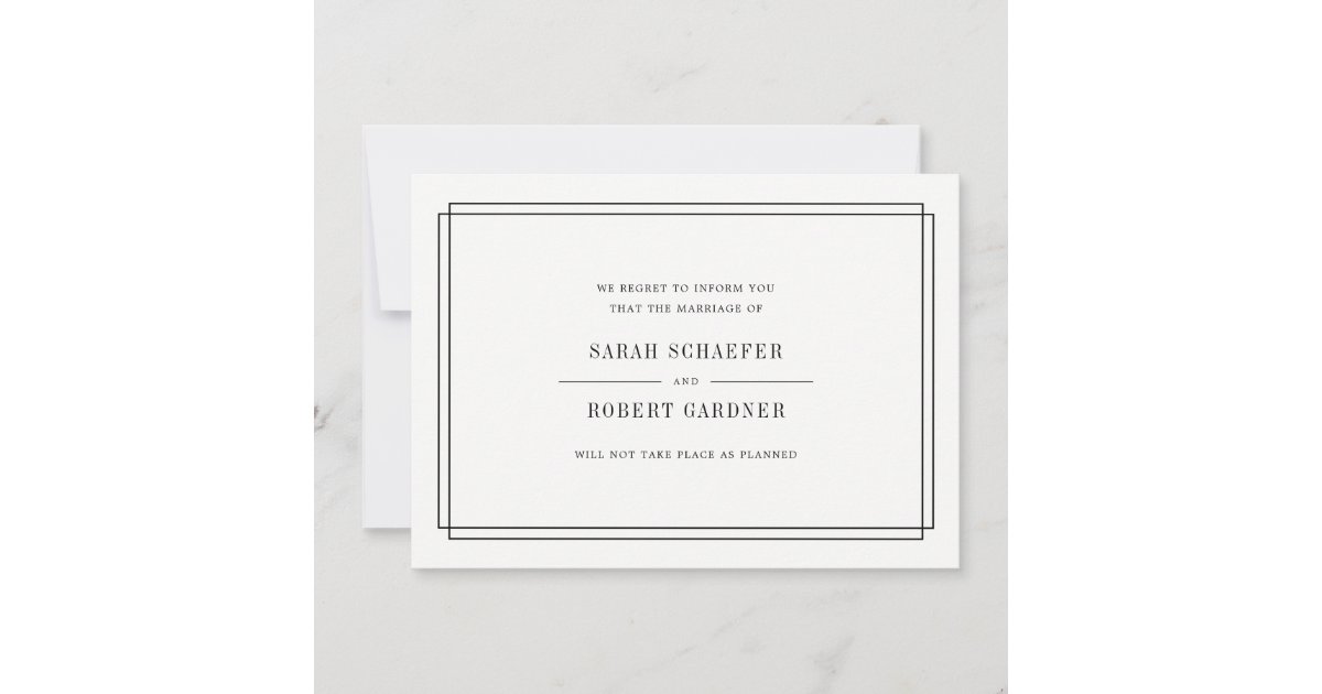 Simple Wedding Cancellation Announcement Card | Zazzle.com