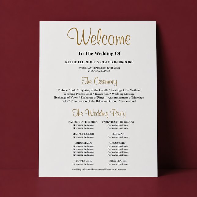 Simple Wedding Ceremony Program Foam Board (Creator Uploaded)