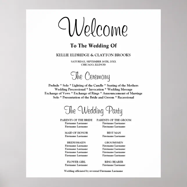 Simple Wedding Ceremony Program Sign | Zazzle