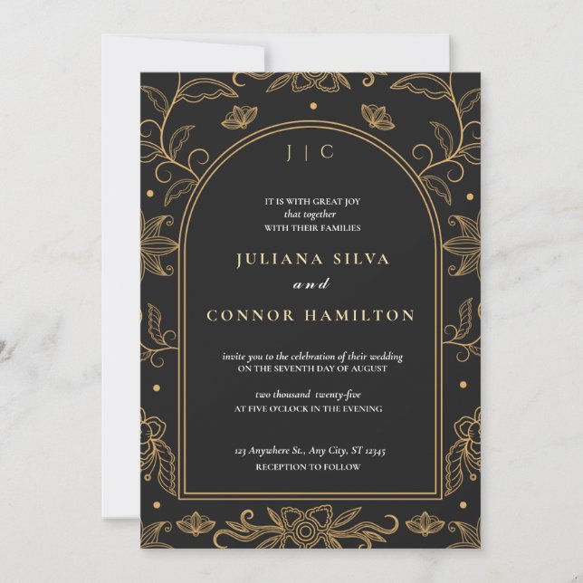 simple wedding,classic monogram wedding,modern mon invitation (Front)