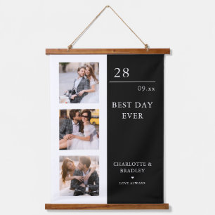 Simple Wedding Couple 3 Photo Picture Hanging Tapestry