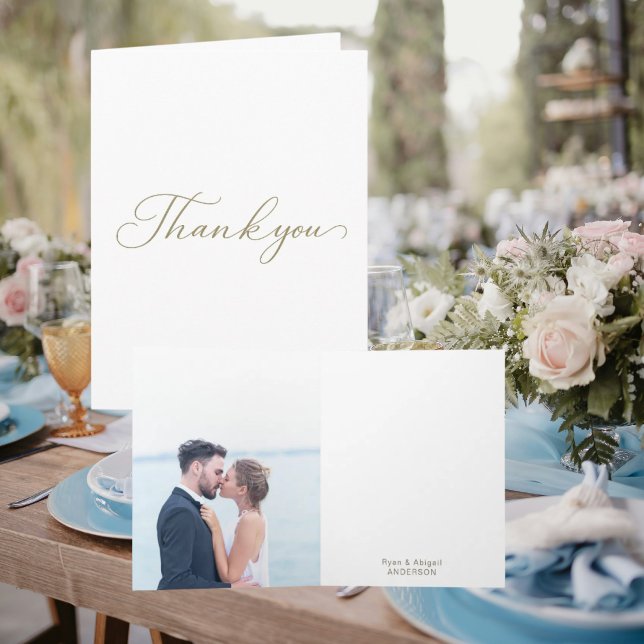 Simple Wedding Couple Photo Folded Thank You (Creator Uploaded)