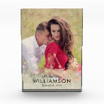 Simple Wedding Couple Photo Name Date Block<br><div class="desc">Add the couple's favorite photo to this modern design for a perfect wedding gift. A white overlay at the bottom ensures the information will print: Mr. and Mrs.,  last name,  special date.</div>