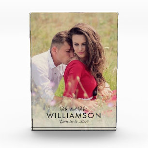 Simple Wedding Couple Photo Name Date Block