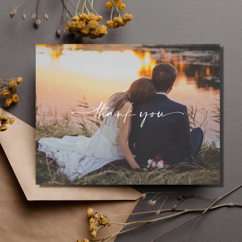 Simple Wedding Day Photo Thank You Postcards