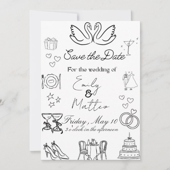 Simple wedding design  invitation (Front)
