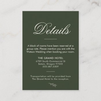 Simple Wedding Details Card by TheKPlace at Zazzle