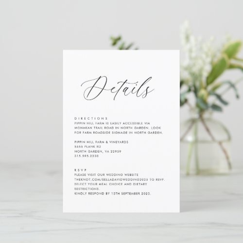 Simple Wedding Details Directions RSVP Template