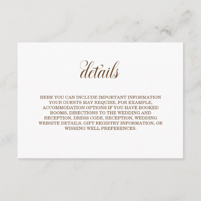 Simple Wedding Details Enclosure Card (Front)