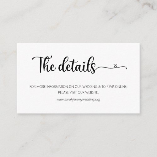 Simple Wedding Details Website Enclosure Card