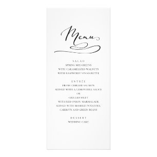Simple wedding dinner menu. Modern black and white Rack Card