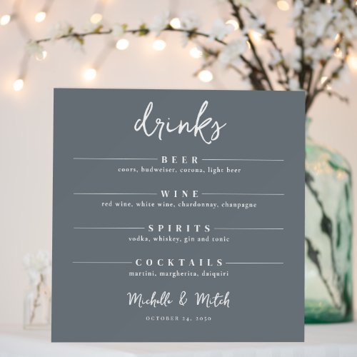 Simple Wedding Drinks Bar Minimalist Menu  Foam Board