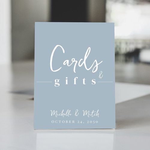 Simple Wedding Dusty Blue Calligraphy Cards Gifts