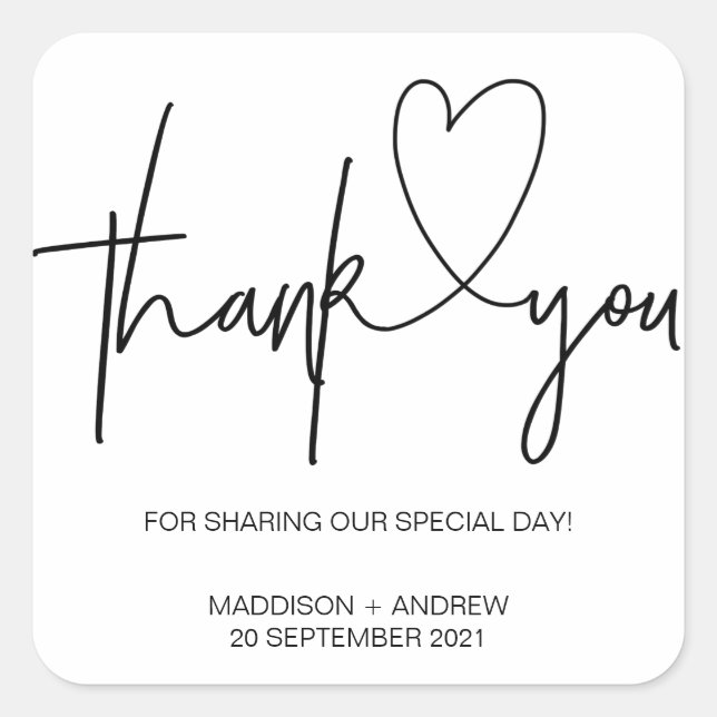 Simple Wedding Engagement Thank You Favor Stickers (Front)