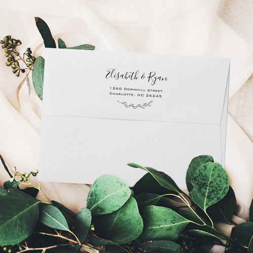 Simple Wedding Floral Calligraphic Envelope