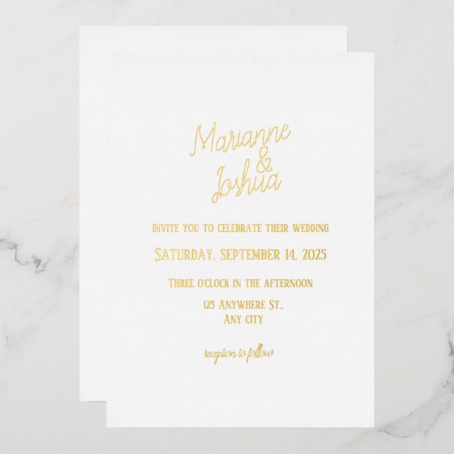 Simple Wedding Foil Invitation (Front/Back)