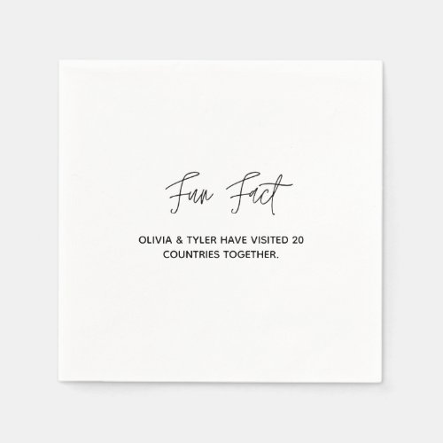 Simple Wedding Fun Fact Paper Napkin