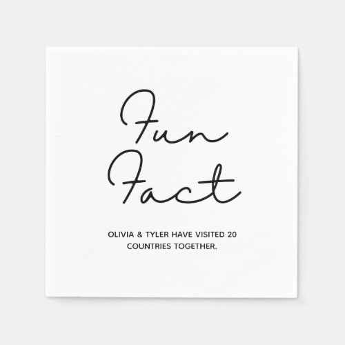 Simple Wedding Fun Fact Paper Napkin