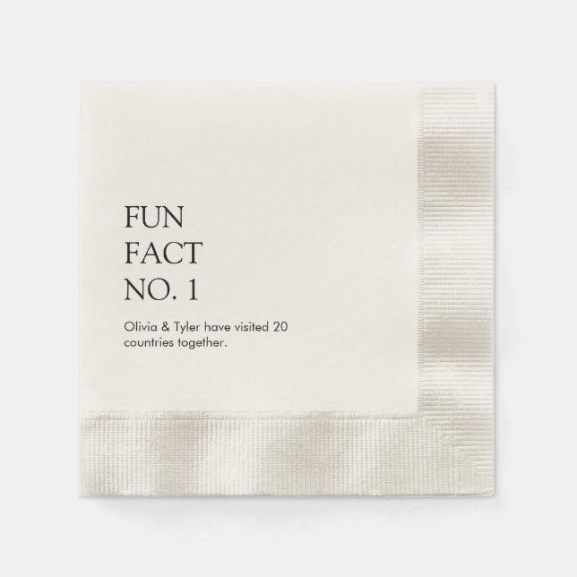 Simple Wedding Fun Fact Paper Napkin (Front)