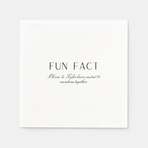 Simple Wedding Fun Fact Paper Napkin