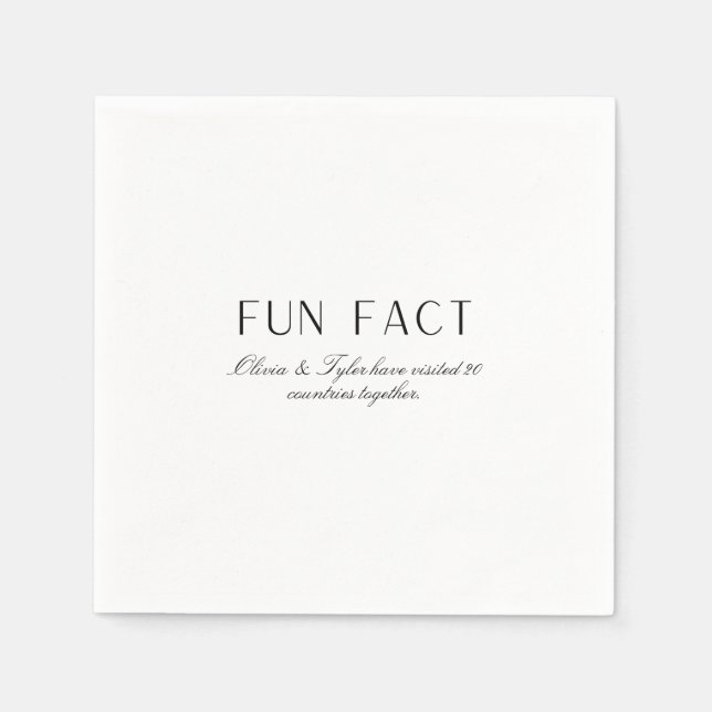 Simple Wedding Fun Fact Paper Napkin (Front)