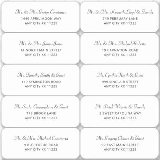 Simple Wedding Guest Address Labels