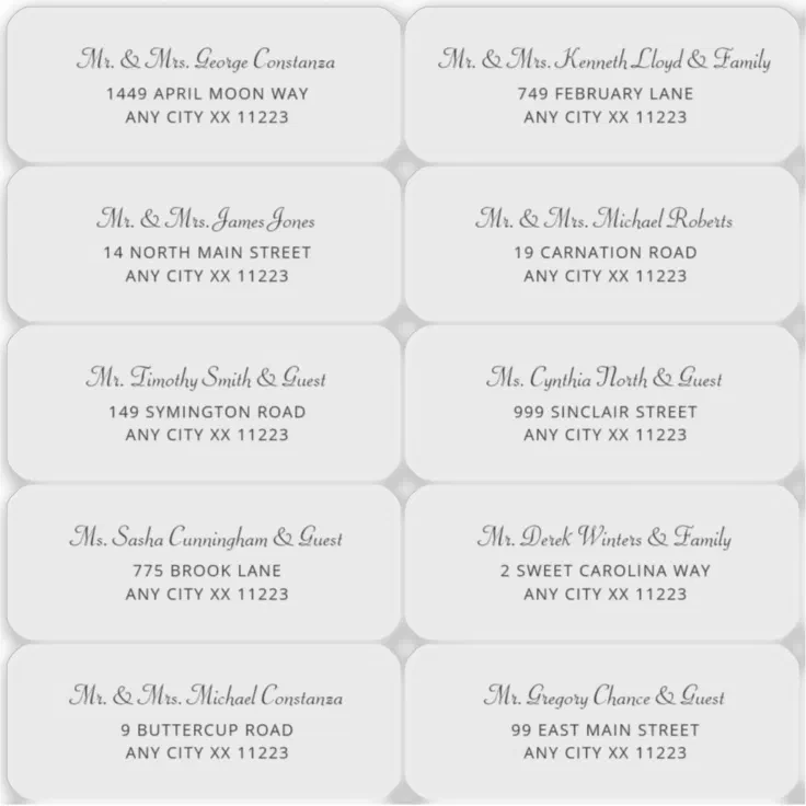 Simply white mailing labels