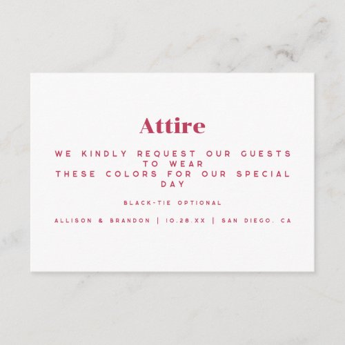 Simple Wedding Guest Attire Card