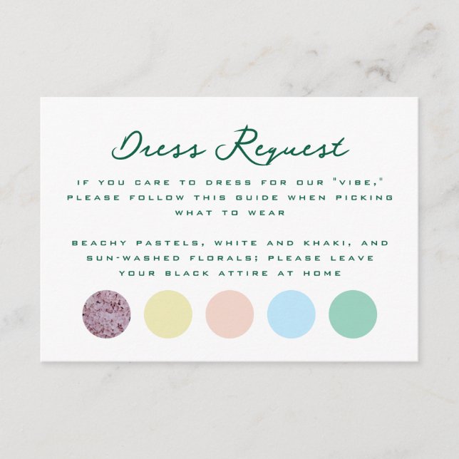 Simple Wedding Guest Attire Request Enclosure Card (Front)