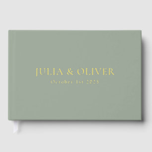 Simple Wedding Guest Book, Linen Wedding Guest  Fo Foil Guest Book