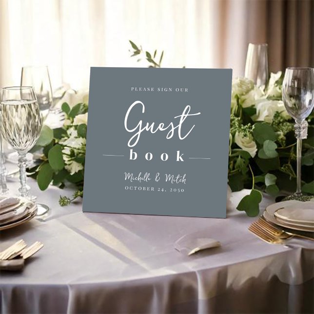 Simple Wedding Guest Book Script Foam Board (Simple grey wedding Guest Book Sign)