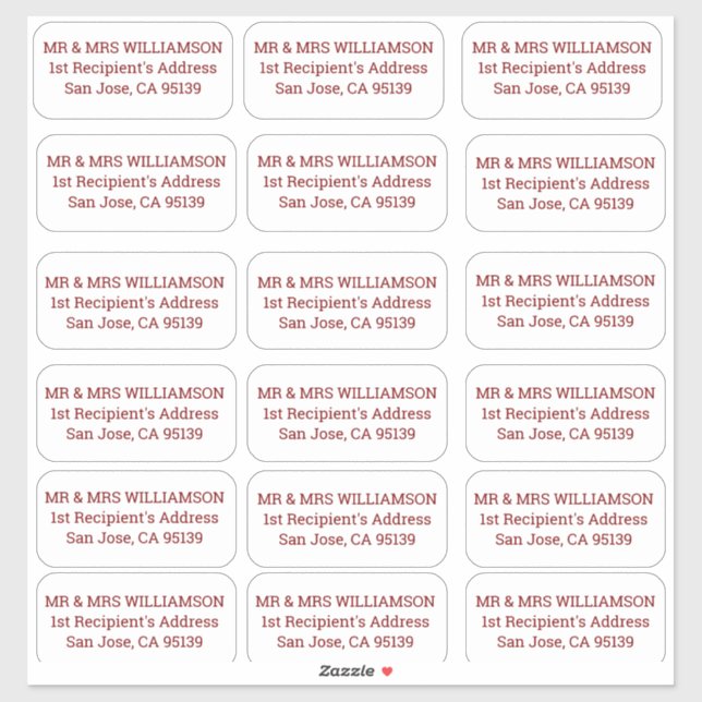 Simple wedding guests address labels  (Sheet)