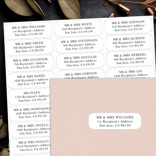 Simple wedding guests address labels 27 recipients