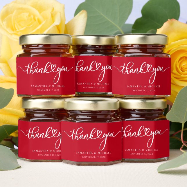 Simple Wedding Hand-Lettered Thank You Honey Jar Favors (Insitu)