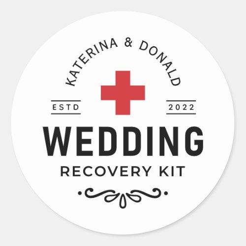  Simple Wedding Hangover Recovery Kit Classic Roun Classic Round Sticker