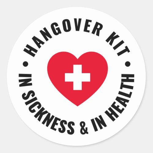  Simple Wedding Hangover Recovery Kit Classic Roun Classic Round Sticker