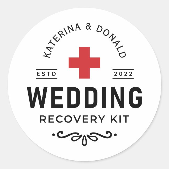  Simple Wedding Hangover Recovery Kit Classic Roun Round Sticker (Front)