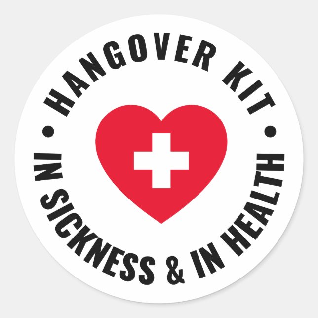  Simple Wedding Hangover Recovery Kit Classic Roun Round Sticker (Front)