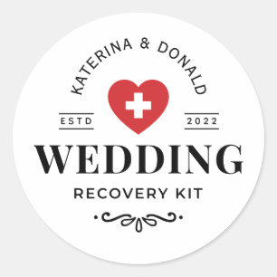  Simple Wedding Hangover Recovery Kit Classic Roun Round Sticker