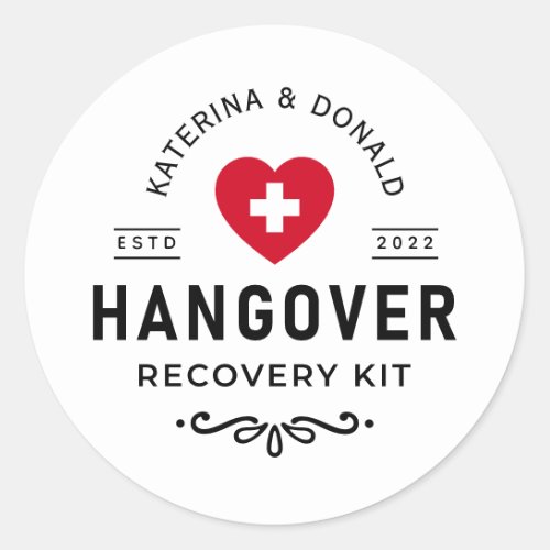  Simple Wedding Hangover Recovery Kit Classic Round Sticker