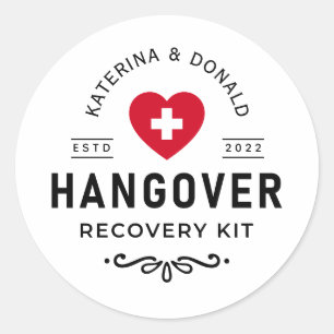 Simple Wedding Hangover Recovery Kit Classic Round Sticker
