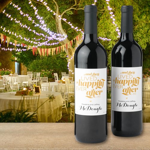 Simple Wedding Happily Ever After Gold Favor Wine Label