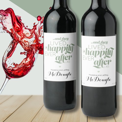 Simple Wedding Happily Ever After Mint Green Wine Label