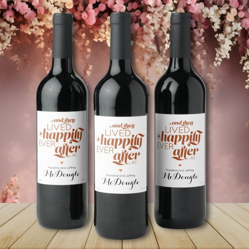 Simple Wedding Happily Ever After Rust Wine Label