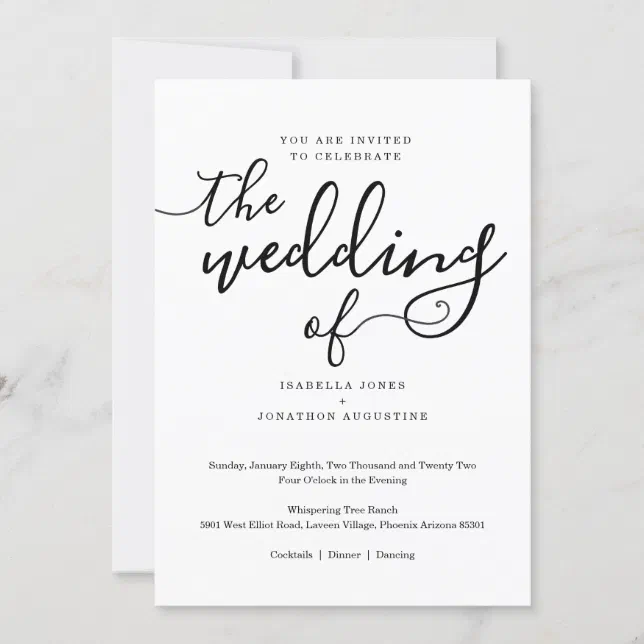 Simple Wedding Invitation | Zazzle
