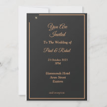 Simple Wedding Invitation, black and gold