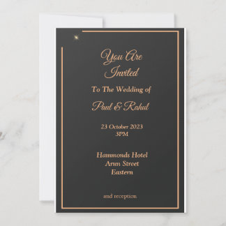 Simple Wedding Invitation, black and gold Invitation