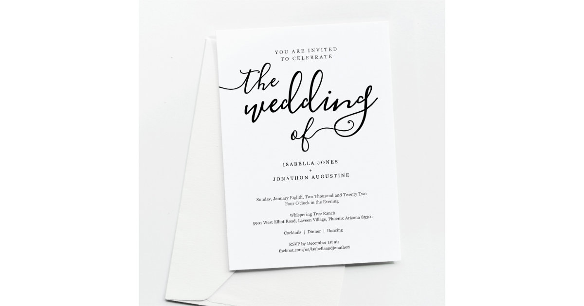 Simple Wedding Invitation with RSVP | Zazzle