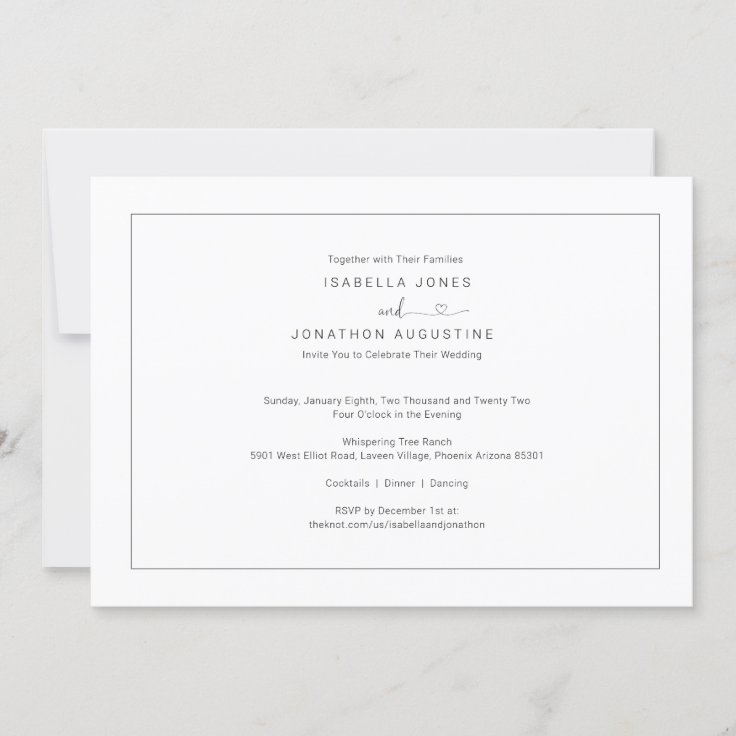 Simple Wedding Invitation with RSVP | Zazzle