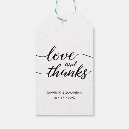 Simple Wedding Love and thanks Script Custom  Gift Tags